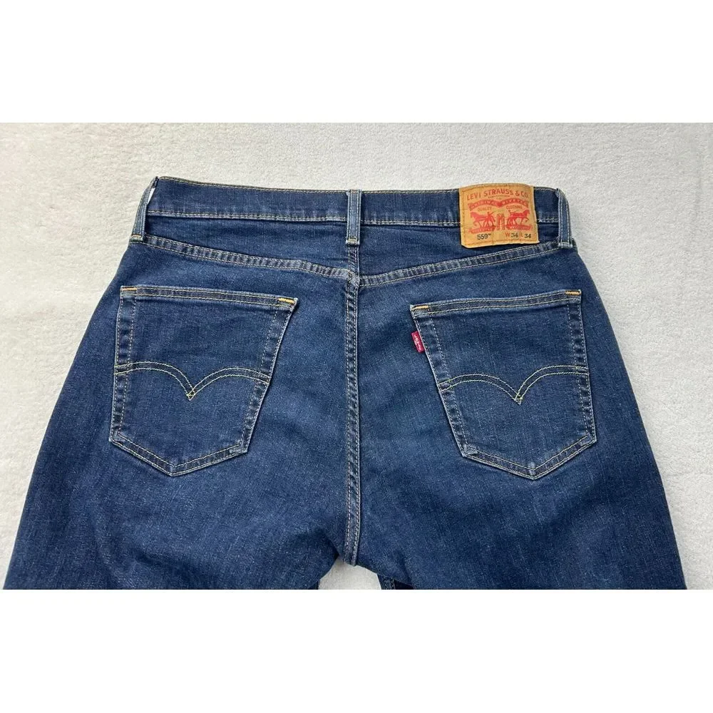 Levi's 559 Men Jeans 34x34 (Actual 34x 32) Relaxed Fit‎ Straight Leg Denim Blue